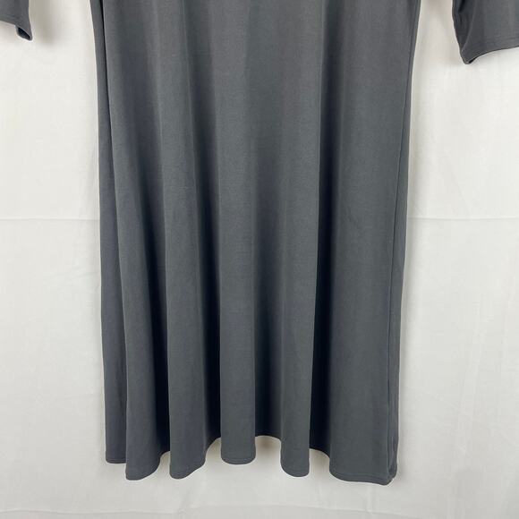 Eileen Fisher 100% Silk Charcoal Gray Short Sleeve Tunic Dress F0GK-1 Size XS - Picture 3 of 9